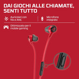 HyperX Cloud Earbuds II - Wired Gaming Earbuds 14mm Driver Built-in Microphone | 4 Ear Plug Sizes | 3.5mm Connector | Hard Case | PC, Console & Mobile Compatibility | Red