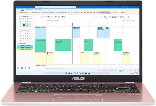 ASUS Vivobook 14 E410KA 14" Full HD Laptop, Intel Celeron N4500, 4GB RAM, 128GB eMMC, Windows 11 S Mode, Pink (Very Good)