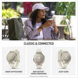 Garmin Lily 2 Active, 38mm GPS smartwatch, stylish smaller watch, fitness tracker with hidden display, sports apps, patterned lens, bright touchscreen display, up to 9 days battery life, Cream Gold