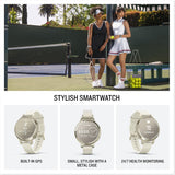 Garmin Lily 2 Active, 38mm GPS smartwatch, stylish smaller watch, fitness tracker with hidden display, sports apps, patterned lens, bright touchscreen display, up to 9 days battery life, Cream Gold